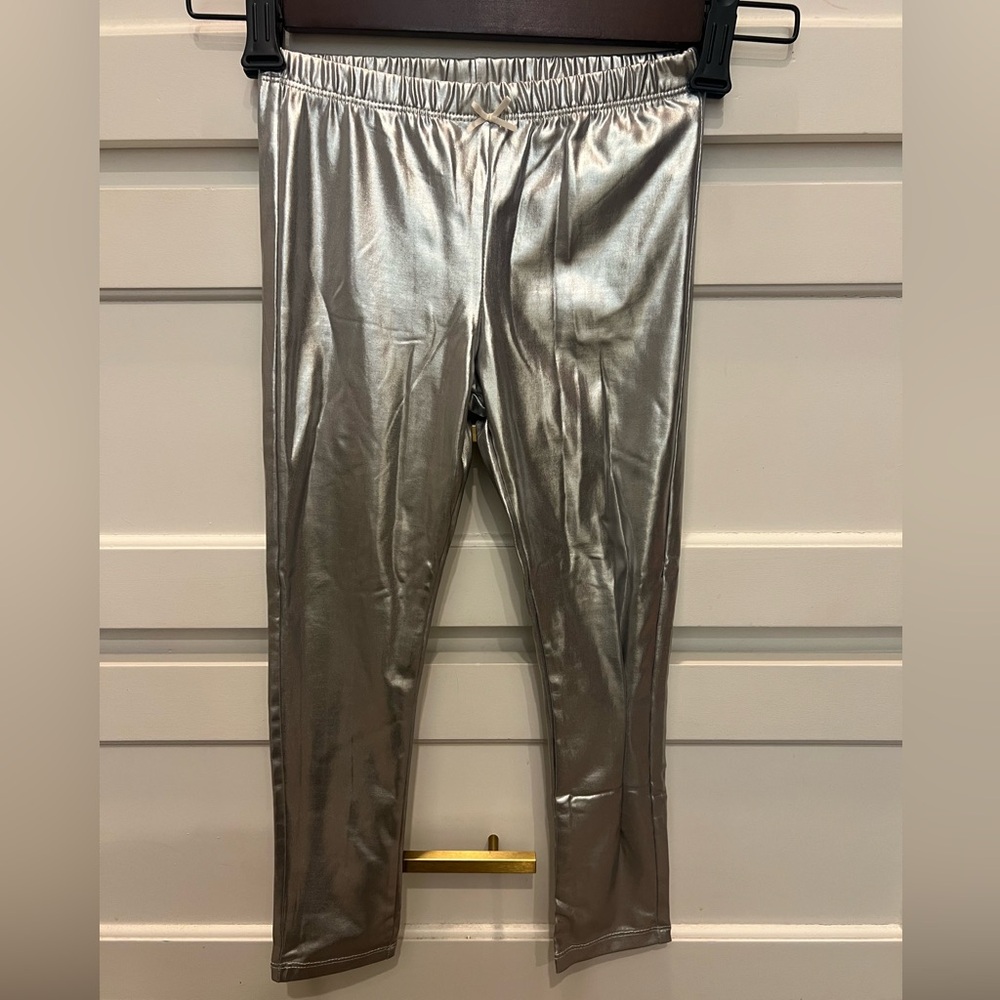 Pink Chicken Shimmering Silver Leggings